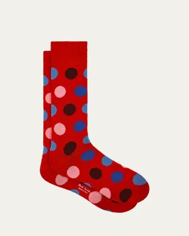 Paul Smith Men's Mike Large Polka Dot Cotton Crew Socks | Thumbnail 8