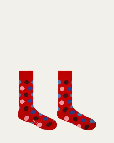 Paul Smith Men's Mike Large Polka Dot Cotton Crew Socks | Thumbnail 9