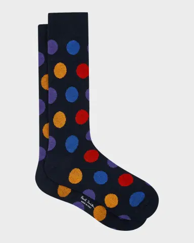 Paul Smith Men's Mike Large Polka Dot Cotton Crew Socks | Thumbnail 10