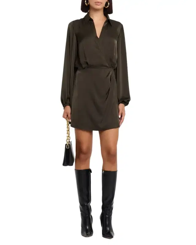 Carolyn Satin Mini Shirtdress