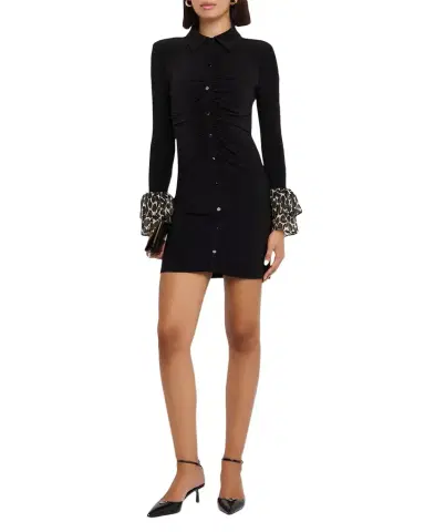 Ramy Brook Foliage Printed Tiered Cuff Mini Shirtdress | Thumbnail 1