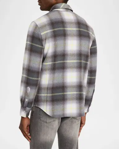 God’s True Cashmere Men's Cashmere Degrade Plaid Two-Pocket Button-Down Shirt | Thumbnail 2 God’s True Cashmere Men's Cashmere Degrade Plaid Two-Pocket Button-Down Shirt | Thumbnail 2