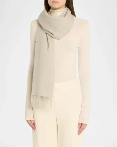 Brioni Men's Cashmere Tonal Logo Rectangle Scarf | Thumbnail 2 Brioni Men's Cashmere Tonal Logo Rectangle Scarf | Thumbnail 2