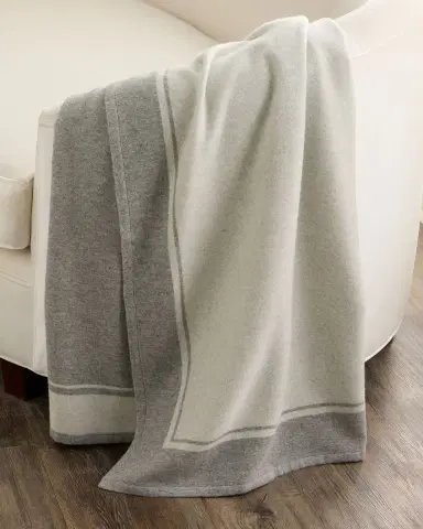 Sofia Cashmere Skyline Border Stripe Cashmere Throw, 56" x 72" | Thumbnail 2 Sofia Cashmere Skyline Border Stripe Cashmere Throw, 56" x 72" | Thumbnail 2