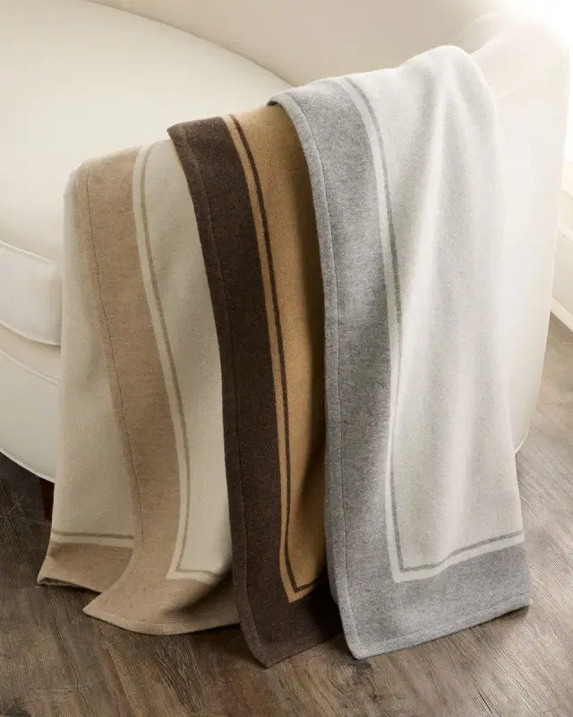 Sofia Cashmere Skyline Border Stripe Cashmere Throw, 56" x 72"