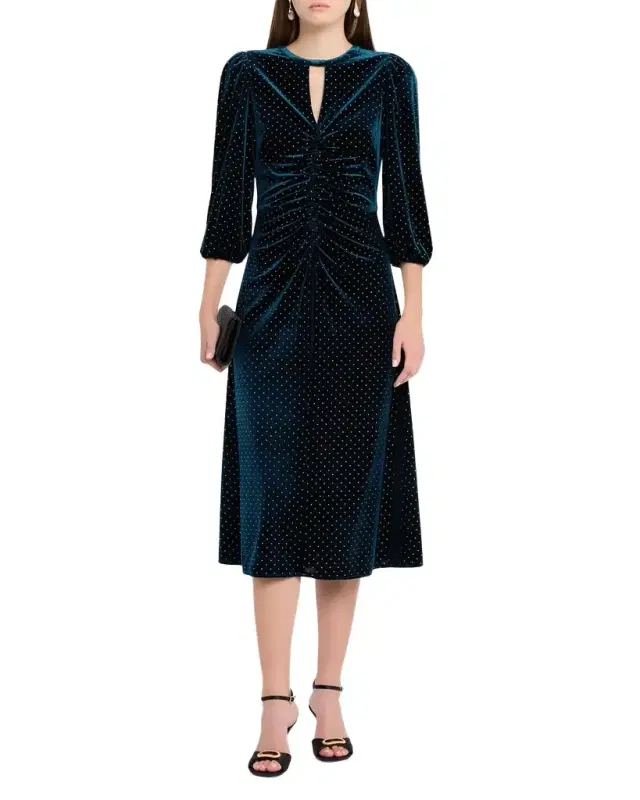 Shoshanna Luna Studded Velvet Midi Dress