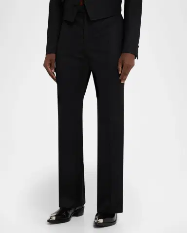 Alexander McQueen Men's Textured Wool Trousers | Thumbnail 3