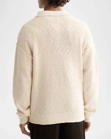 Scotch & Soda Men's Waffle Stitch Dropped Shoulder Polo Sweater | Thumbnail 2