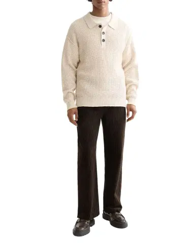 Scotch & Soda Men's Waffle Stitch Dropped Shoulder Polo Sweater | Thumbnail 1