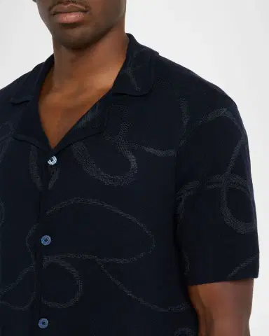 Scotch & Soda Men's Jacquard Knit Short-Sleeve Shirt | Thumbnail 4 Scotch & Soda Men's Jacquard Knit Short-Sleeve Shirt | Thumbnail 4