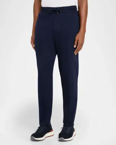 Brunello Cucinelli Men's French Terry Double Cloth Pintuck Pleated Trousers | Thumbnail 3 Brunello Cucinelli Men's French Terry Double Cloth Pintuck Pleated Trousers | Thumbnail 3