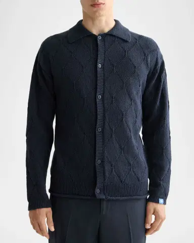 Scotch & Soda Men's Openwork Knit Button-Down Shirt | Thumbnail 3 Scotch & Soda Men's Openwork Knit Button-Down Shirt | Thumbnail 3