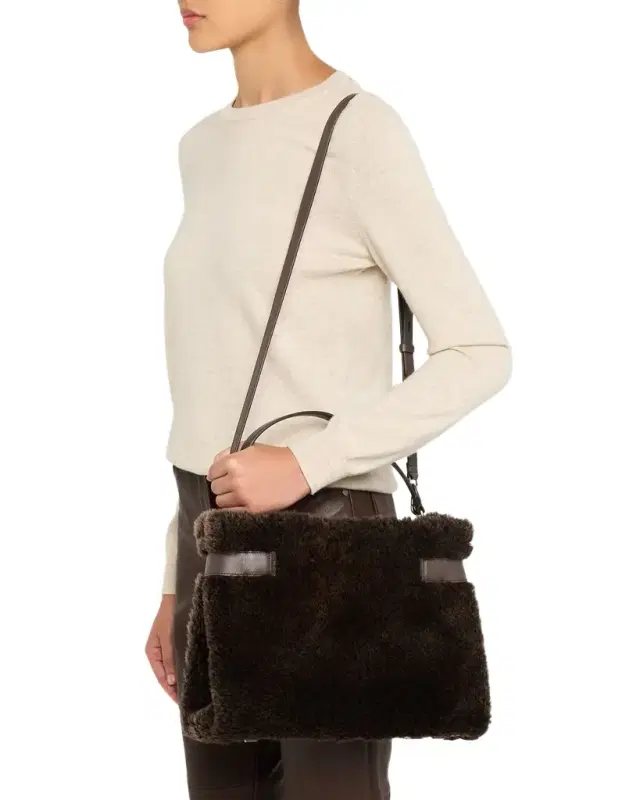 Shearling Top-Handle Bag