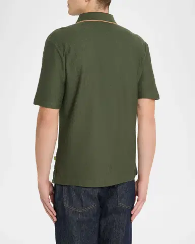 Scotch & Soda Men's Cotton Micro-Chevron Classic Fit Polo Shirt | Thumbnail 2 Scotch & Soda Men's Cotton Micro-Chevron Classic Fit Polo Shirt | Thumbnail 2