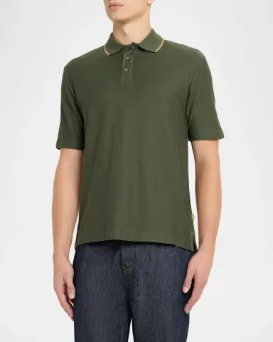Scotch & Soda Men's Cotton Micro-Chevron Classic Fit Polo Shirt | Thumbnail 3 Scotch & Soda Men's Cotton Micro-Chevron Classic Fit Polo Shirt | Thumbnail 3