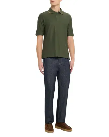 Scotch & Soda Men's Cotton Micro-Chevron Classic Fit Polo Shirt | Thumbnail 1 Scotch & Soda Men's Cotton Micro-Chevron Classic Fit Polo Shirt | Thumbnail 1