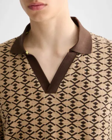 Scotch & Soda Men's Relaxed-Fit Geometric Toweling Johnny Collar Polo Shirt | Thumbnail 4 Scotch & Soda Men's Relaxed-Fit Geometric Toweling Johnny Collar Polo Shirt | Thumbnail 4