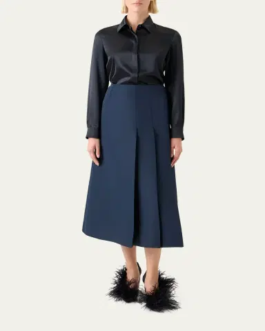 Akris Stretch Silk Satin Button-Down Blouse | Thumbnail 2