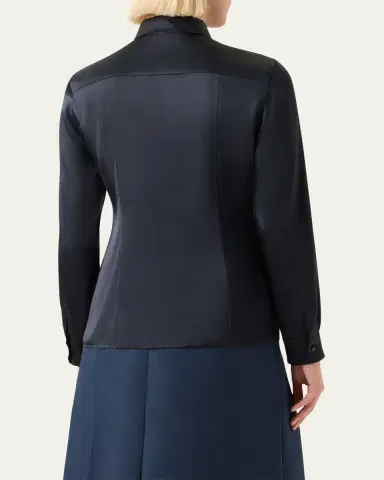 Akris Stretch Silk Satin Button-Down Blouse | Thumbnail 3