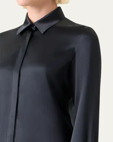 Akris Stretch Silk Satin Button-Down Blouse | Thumbnail 5