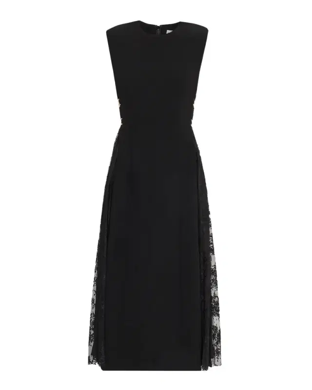 Milena Sleeveless Lace-Inset Midi Dress