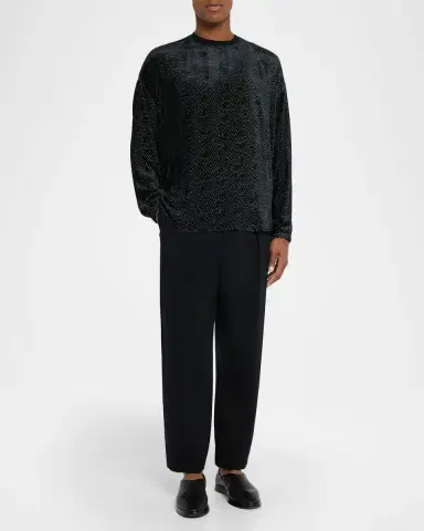 Giorgio Armani Men's Mulberry Silk and Viscose Textured Long-Sleeve T-Shirt | Thumbnail 2