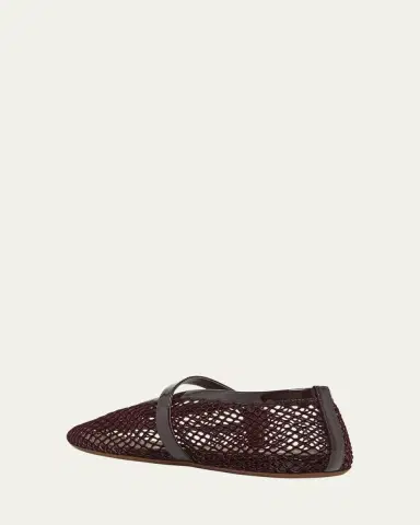 Alaïa Velvet Fishnet Mary Jane Ballerina Flats | Thumbnail 11