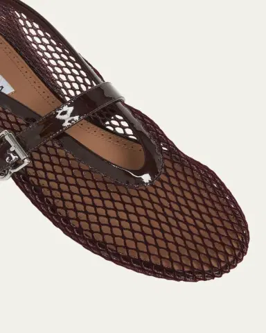 Alaïa Velvet Fishnet Mary Jane Ballerina Flats | Thumbnail 12