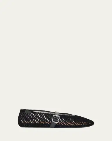 Alaïa Velvet Fishnet Mary Jane Ballerina Flats | Thumbnail 13
