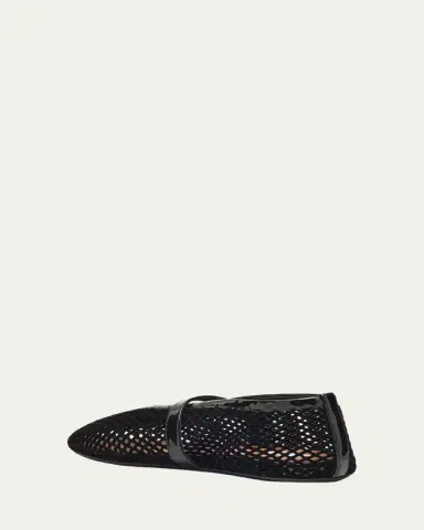 Alaïa Velvet Fishnet Mary Jane Ballerina Flats | Thumbnail 14