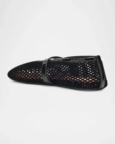 Alaïa Velvet Fishnet Mary Jane Ballerina Flats | Thumbnail 5