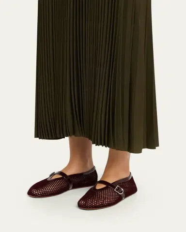 Alaïa Velvet Fishnet Mary Jane Ballerina Flats | Thumbnail 9