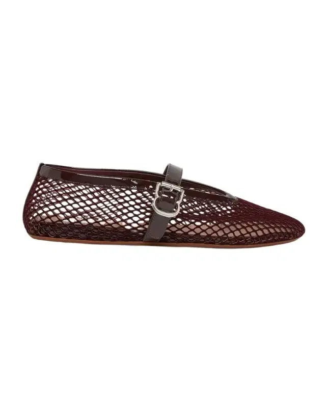 Velvet Fishnet Mary Jane Ballerina Flats