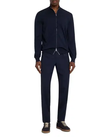 Brunello Cucinelli Men's Virgin Wool Sharkskin Pleated Trousers | Thumbnail 1