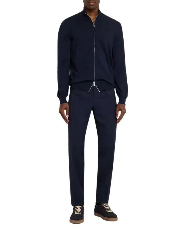 Brunello Cucinelli Men 's Virgin Wool Sharkskin Pleated Trousers