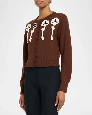 Wynn Hamlyn Pansy Appliqué Cardigan | Thumbnail 3