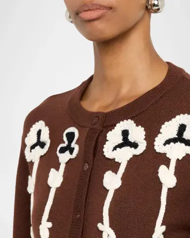 Wynn Hamlyn Pansy Appliqué Cardigan | Thumbnail 4