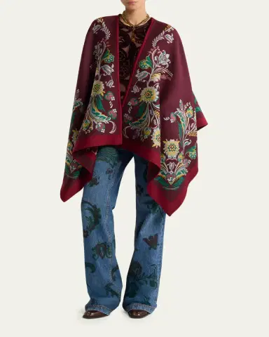 Etro Floral Jacquard Wool-Blend Cape | Thumbnail 2
