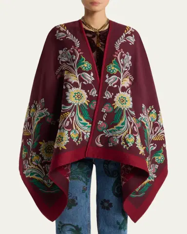 Etro Floral Jacquard Wool-Blend Cape | Thumbnail 4