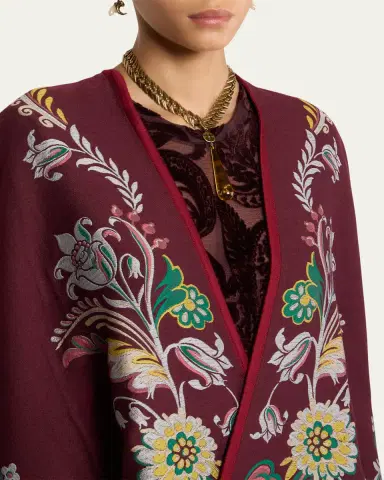 Etro Floral Jacquard Wool-Blend Cape | Thumbnail 5