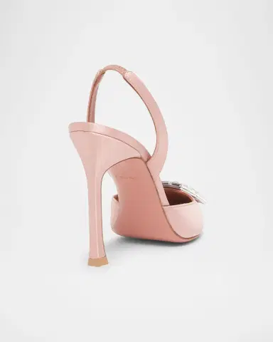 Amina Muaddi 105mm Camelia Satin Crystal Halter Pumps | Thumbnail 2