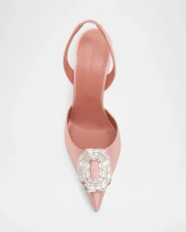 Amina Muaddi 105mm Camelia Satin Crystal Halter Pumps | Thumbnail 3