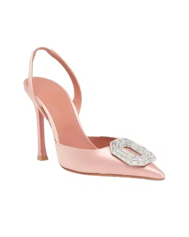 Amina Muaddi 105mm Camelia Satin Crystal Halter Pumps | Thumbnail 1