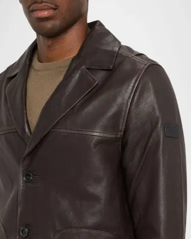 Scotch & Soda Men's Vintage-Treated Leather Blazer with Sleeve Label | Thumbnail 4 Scotch & Soda Men's Vintage-Treated Leather Blazer with Sleeve Label | Thumbnail 4