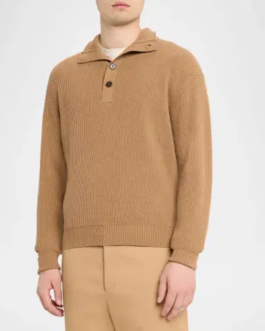 dunhill Men's Cashmere 1/4 Button Ribbed Sweater | Thumbnail 3