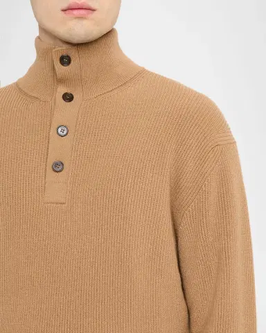 dunhill Men's Cashmere 1/4 Button Ribbed Sweater | Thumbnail 4