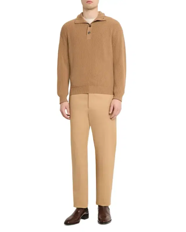 Men's Cashmere 1/4 Button Ribbed Sweater