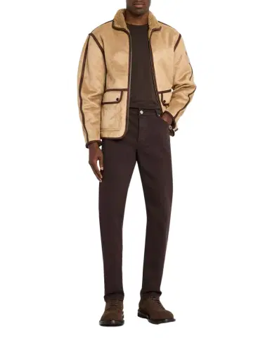 Scotch & Soda Men's Faux Shearling Full-Zip Jacket with Sleeve Label | Thumbnail 1 Scotch & Soda Men's Faux Shearling Full-Zip Jacket with Sleeve Label | Thumbnail 1