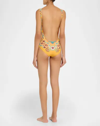 Etro Floral Backless One-Piece Swimsuit | Thumbnail 2 Etro Floral Backless One-Piece Swimsuit | Thumbnail 2