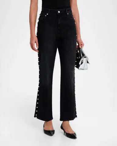 SIMKHAI Amelia Embellished Straight Jeans | Thumbnail 3